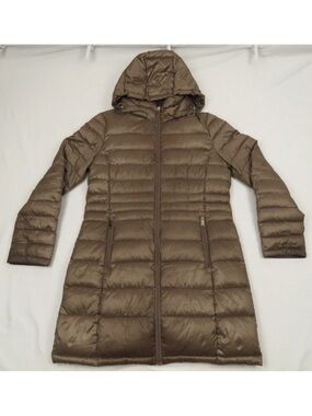 Andrew Marc Premium Down Packable Quilted Hooded Full Zip Long Puffer Jacket M